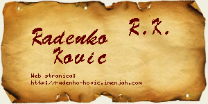 Radenko Ković vizit kartica